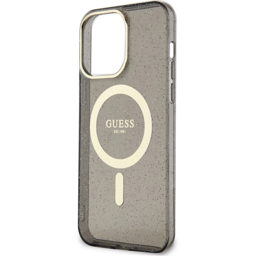 Apple iPhone 13 Pro Kılıf GUESS Magsafe Şarj Özellikli Glitter Kapak - Siyah