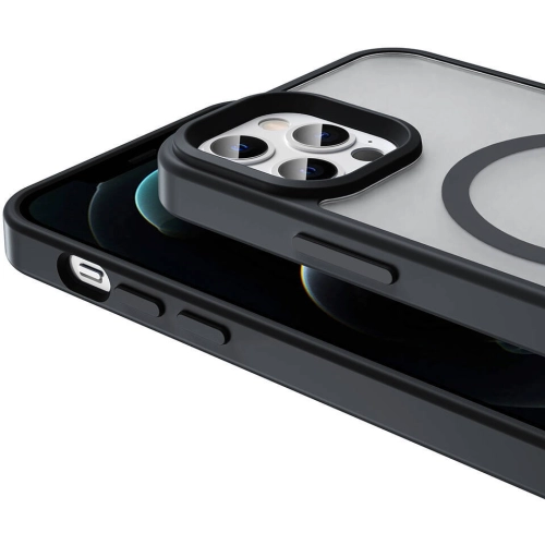 Apple iPhone 13 Pro (6.1) Kılıf Magsafe Şarj Özellikli Renkli Mat Arka Yüzey Sio Kapak - Siyah