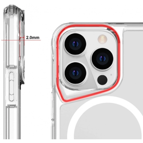 Apple iPhone 13 Pro (6.1) Kılıf MagSafe Özellikli TPU Kenarları Esnek T-Max Kapak - Şeffaf