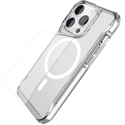 Apple iPhone 13 Pro (6.1) Kılıf MagSafe Özellikli TPU Kenarları Esnek T-Max Kapak - Şeffaf