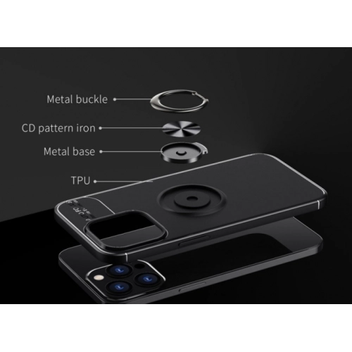 Apple iPhone 13 Pro Max (6.7) Kılıf Renkli Silikon Yüzüklü Standlı Auto Focus Ravel Kapak - Mavi