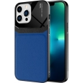 Apple iPhone 13 Pro Max (6.7) Kılıf Deri Görünümlü Emiks Kapak - Mavi
