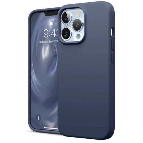 Apple iPhone 13 Pro Max (6.7) Kılıf İçi Kadife Mat Mara Lansman Silikon Kapak  - Lacivert