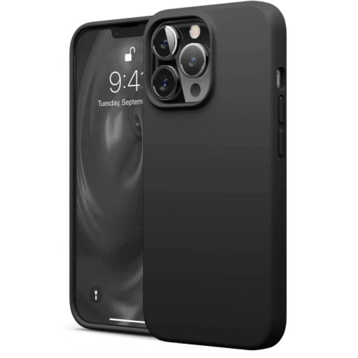 Apple iPhone 13 Pro Max (6.7) Kılıf İçi Kadife Mat Mara Lansman Silikon Kapak  - Siyah