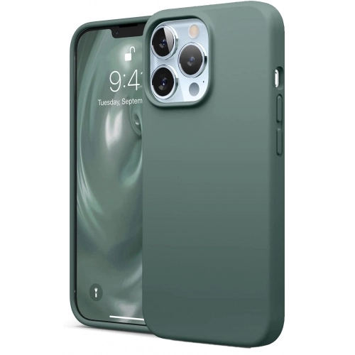 Apple iPhone 13 Pro Max (6.7) Kılıf İçi Kadife Mat Mara Lansman Silikon Kapak  - Yeşil