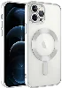 Apple iPhone 13 Pro Max (6.7) Kılıf Kamera Korumalı Şeffaf Magsafe Wireless Şarj Özellikli Demre Kapak - Gümüş