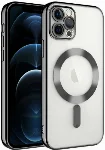 Apple iPhone 13 Pro Max (6.7) Kılıf Kamera Korumalı Şeffaf Magsafe Wireless Şarj Özellikli Demre Kapak - Siyah