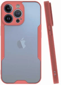 Apple iPhone 13 Pro Max (6.7) Kılıf Kamera Lens Korumalı Arkası Şeffaf Silikon Kapak - Pembe