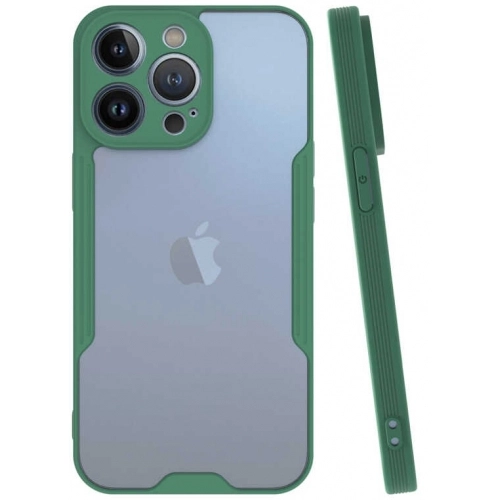 Apple iPhone 13 Pro Max (6.7) Kılıf Renkli Silikon Kamera Lens Korumalı Şeffaf Parfe Kapak - Yeşil