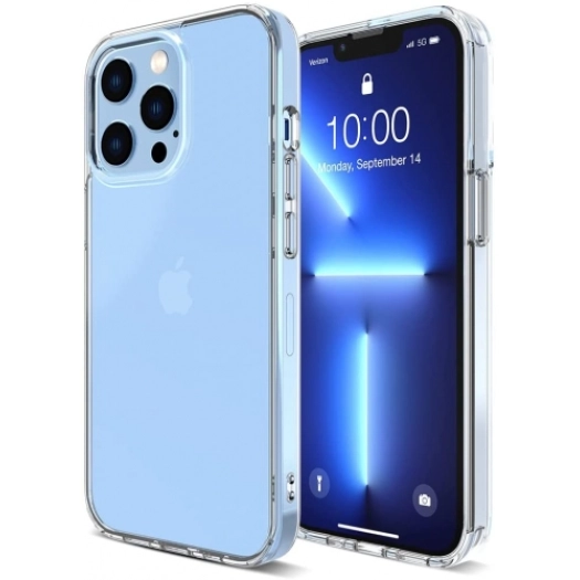 Apple iPhone 13 Pro Max (6.7) Kılıf Korumalı Kenarları Silikon Arkası Sert Coss Kapak  - Şeffaf