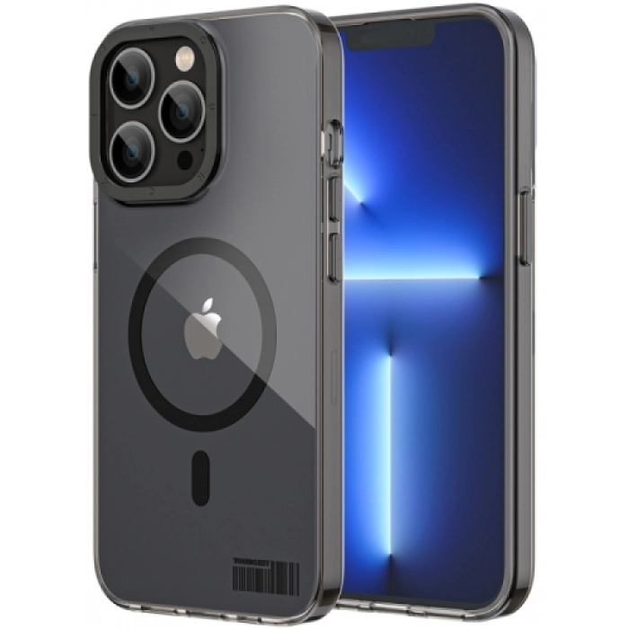 Apple iPhone 13 Pro Max (6.7) Kılıf Magsafe Şarj Özellikli Youngkit Coloured Glaze Serisi Kapak - Siyah