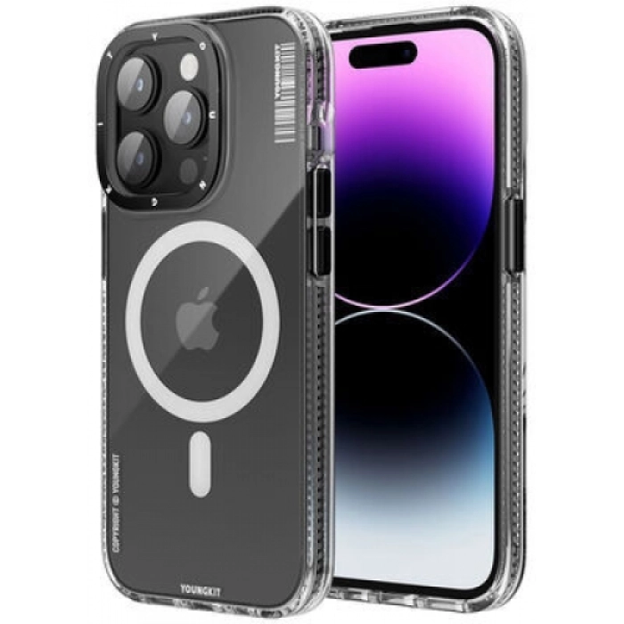 Apple iPhone 13 Pro Max (6.7) Kılıf Magsafe Şarj Özellikli YoungKit Exquisite Serisi Kapak - Siyah