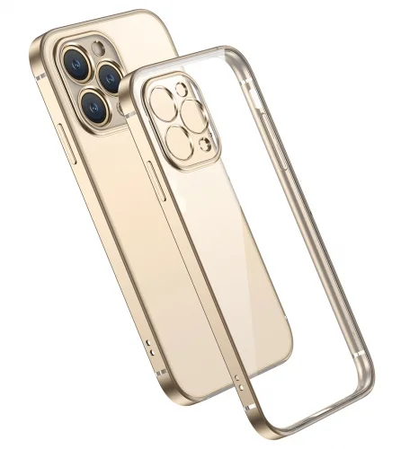 Apple iPhone 13 Pro Max (6.7) Kılıf Renkli Esnek Kamera Korumalı Silikon G-Box Kapak - Rose Gold