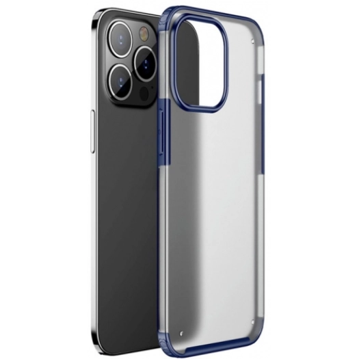 Apple iPhone 13 Pro Max (6.7) Kılıf Volks Serisi Kenarları Silikon Arkası Şeffaf Sert Kapak - Lacivert