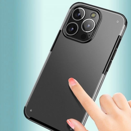 Apple iPhone 13 Pro Max (6.7) Kılıf Volks Serisi Kenarları Silikon Arkası Şeffaf Sert Kapak - Siyah