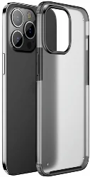 Apple iPhone 13 Pro Max (6.7) Kılıf Volks Serisi Kenarları Silikon Arkası Şeffaf Sert Kapak - Siyah