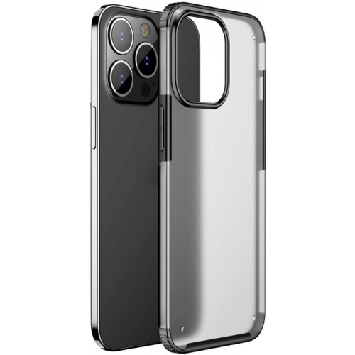 Apple iPhone 13 Pro Max (6.7) Kılıf Volks Serisi Kenarları Silikon Arkası Şeffaf Sert Kapak - Siyah