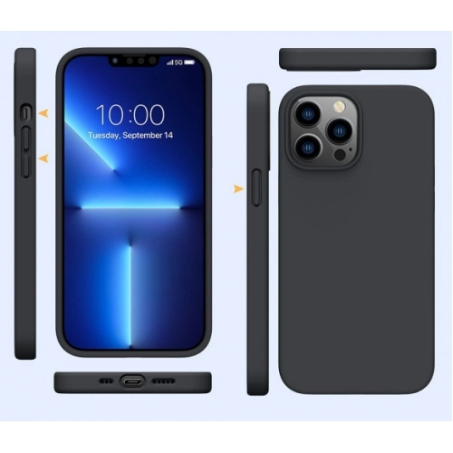 Apple iPhone 13 Pro Max (6.7) Kılıf Silikon Mat Esnek Kamera Korumalı Biye Kapak - Siyah