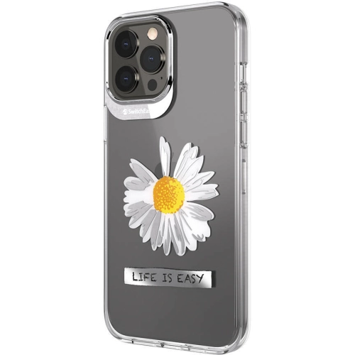 Apple iPhone 13 Pro Max Çift IMD Baskılı Switcheasy Artist Daisy Kapak - Şeffaf