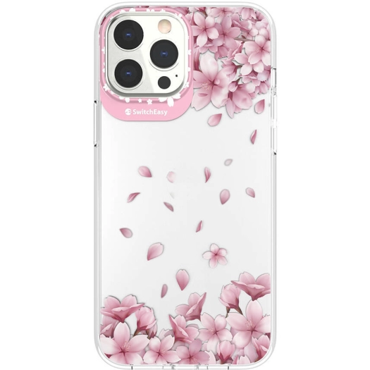 Apple iPhone 13 Pro Max Çift IMD Baskılı Switcheasy Artist Sakura Kapak - Pembe