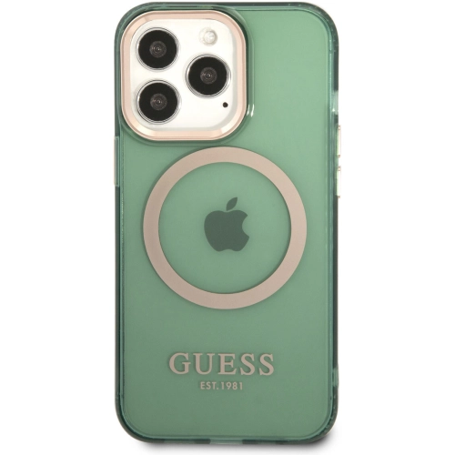 Apple iPhone 13 Pro Max Kılıf GUESS Magsafe Şarj Özellikli Airbagli Dizayn Kapak - Yeşil