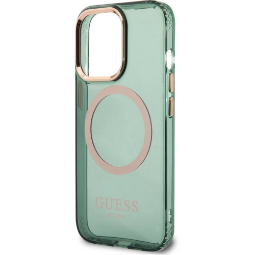 Apple iPhone 13 Pro Max Kılıf GUESS Magsafe Şarj Özellikli Airbagli Dizayn Kapak - Yeşil