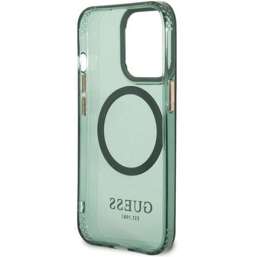 Apple iPhone 13 Pro Max Kılıf GUESS Magsafe Şarj Özellikli Airbagli Dizayn Kapak - Yeşil