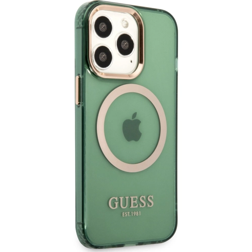 Apple iPhone 13 Pro Max Kılıf GUESS Magsafe Şarj Özellikli Airbagli Dizayn Kapak - Yeşil