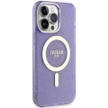Apple iPhone 13 Pro Max Kılıf GUESS Magsafe Şarj Özellikli Glitter Kapak - Mor
