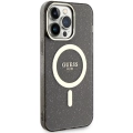 Apple iPhone 13 Pro Max Kılıf GUESS Magsafe Şarj Özellikli Glitter Kapak - Siyah
