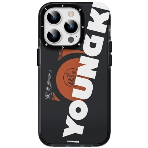 Apple iPhone 13 Pro Max Kılıf Magsafe Şarj Özellikli Youngkit Binfen Serisi Yazı Temalı Kapak - Siyah