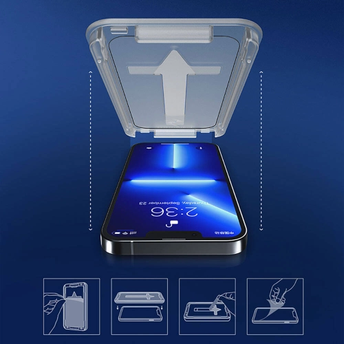 Apple iPhone 13 Recci RSP-A10 HD Temperli Cam Ekran Koruyucu + Kolay Uygulama Aparatlı - Siyah