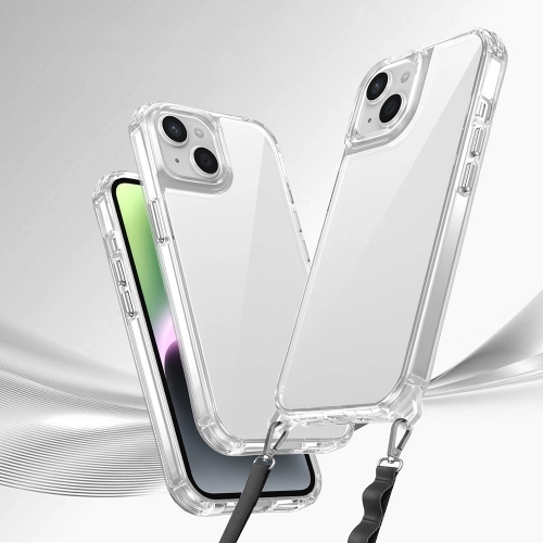 Apple iPhone 14 (6.1) Kılıf Airbagli Takılabilir Askı Aparatlı Esnek Snap Silikon Kapak - Şeffaf