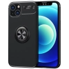 Apple iPhone 14 (6.1) Kılıf Renkli Silikon Yüzüklü Standlı Auto Focus Ravel Kapak - Siyah