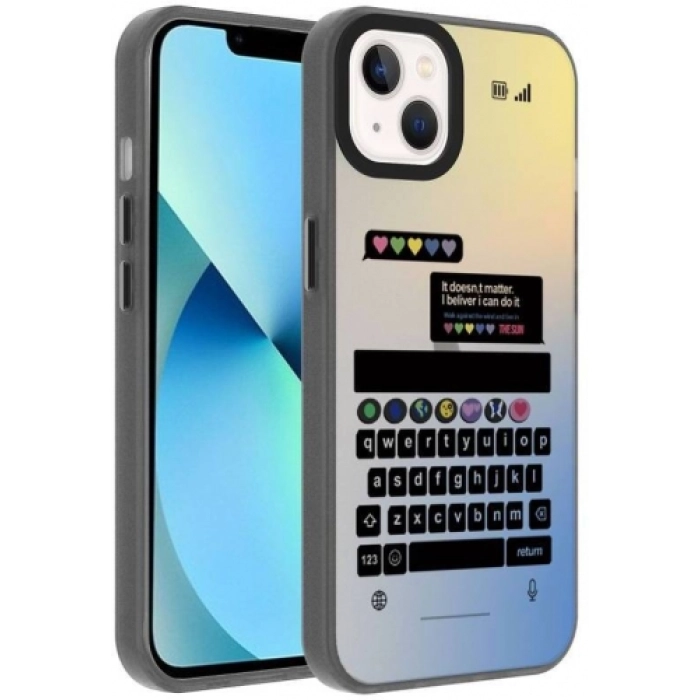 Apple iPhone 14 (6.1) Kılıf Desenli Zore Dragon Sert Kapak - Klavye