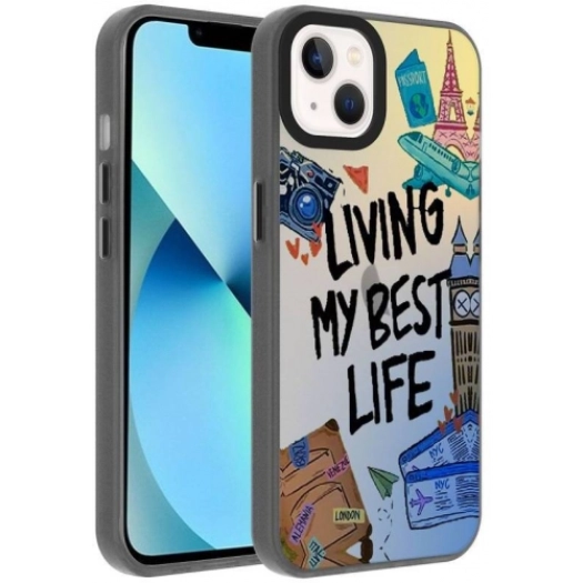 Apple iPhone 14 (6.1) Kılıf Desenli Zore Dragon Sert Kapak - Seyahat