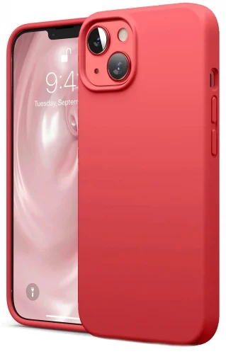 Apple iPhone 14 (6.1) Kılıf İçi Kadife Mat Mara Lansman Silikon Kapak  - Kırmızı