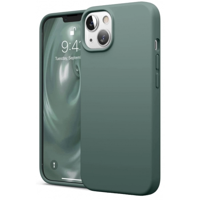 Apple iPhone 14 (6.1) Kılıf İçi Kadife Mat Mara Lansman Silikon Kapak  - Yeşil