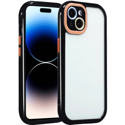 Apple iPhone 14 (6.1) Kılıf Kamera Korumalı Renkli Kenar ve Çerçeve Tasarımlı Vitamin Kapak - Mürdüm