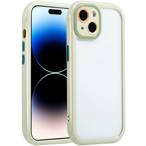 Apple iPhone 14 (6.1) Kılıf Kamera Korumalı Renkli Kenar ve Çerçeve Tasarımlı Vitamin Kapak - Yeşil