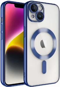 Apple iPhone 14 (6.1) Kılıf Kamera Korumalı Şeffaf Magsafe Wireless Şarj Özellikli Demre Kapak - Sierra Mavi
