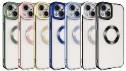 Apple iPhone 14 (6.1) Kılıf Kamera Korumalı Silikon Logo Açık Omega Kapak - Mavi