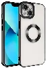 Apple iPhone 14 (6.1) Kılıf Kamera Korumalı Silikon Logo Açık Omega Kapak - Siyah