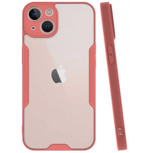 Apple iPhone 14 (6.1) Kılıf Renkli Silikon Kamera Lens Korumalı Şeffaf Parfe Kapak - Pembe