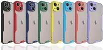 Apple iPhone 14 (6.1) Kılıf Renkli Silikon Kamera Lens Korumalı Şeffaf Parfe Kapak - Pembe
