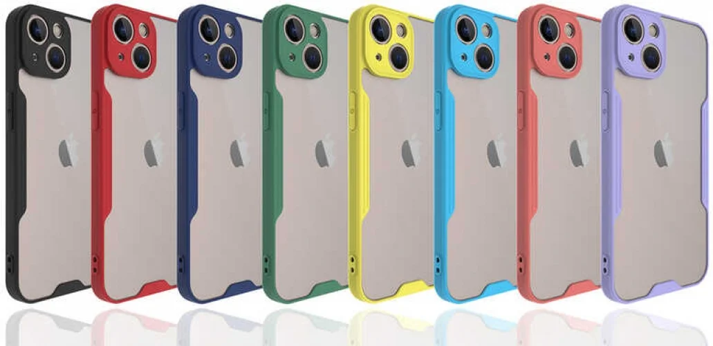 Apple iPhone 14 (6.1) Kılıf Renkli Silikon Kamera Lens Korumalı Şeffaf Parfe Kapak - Pembe