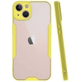 Apple iPhone 14 (6.1) Kılıf Renkli Silikon Kamera Lens Korumalı Şeffaf Parfe Kapak - Sarı