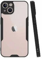 Apple iPhone 14 (6.1) Kılıf Kamera Lens Korumalı Arkası Şeffaf Silikon Kapak - Siyah