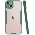 Apple iPhone 14 (6.1) Kılıf Renkli Silikon Kamera Lens Korumalı Şeffaf Parfe Kapak - Yeşil