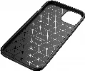 Apple iPhone 14 (6.1) Kılıf Karbon Serisi Mat Fiber Silikon Negro Kapak - Lacivert